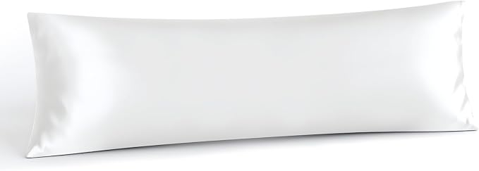 INFIIXSO Body Pillow Cover with Zipper, Luxury Mulberry Silk Body Pillow Case 20x54 Inches, Ultra Smooth and Soft Cooling Long Pillowcase, Gift for Women, Men(White)