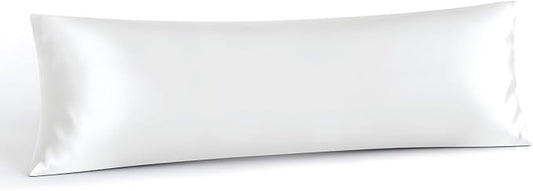 INFIIXSO Body Pillow Cover with Zipper, Luxury Mulberry Silk Body Pillow Case 20x54 Inches, Ultra Smooth and Soft Cooling Long Pillowcase, Gift for Women, Men(White)