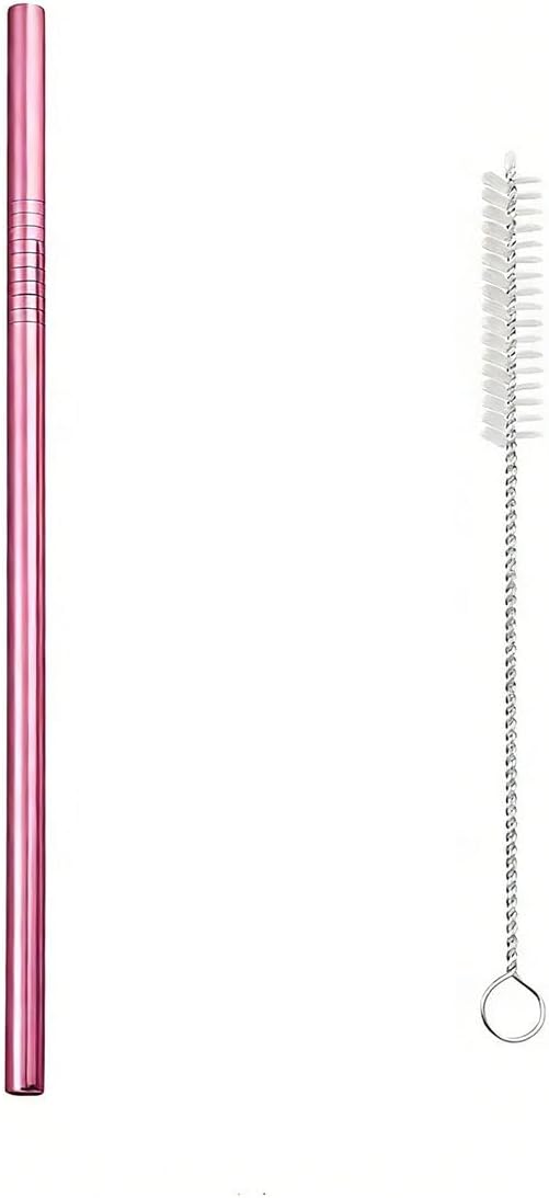 Reusable Metal Straws,10.5" Stainless Steel Straws,Easy to Use(1 PCS,Rose pink)