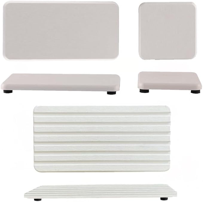 6 PCS Diatomite Soap Dish Set, Water Absorbent & Quick-Drying, Grooved Design, Eco-Friendly Stone Soap Holder for Kitchen, Bathroom& Plants & toiletries MP10