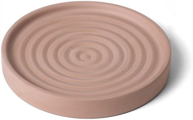 Home Bathroom Kitchen Use Diatomite Round Tray Ceramic Fast Dry Soap Holder (Brown)