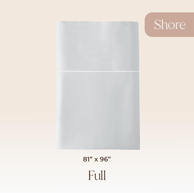 Certified Organic Full Flat Sheet Only - 100% Organic Cotton Top Sheet with Luxurious Soft and Breathable 300 Thread Count Sateen Weave Finish - GOTS & Fairtrade Certified (Shore, Full)