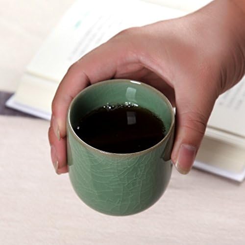 TeaCups Handmade Celadon Ceramic 5oz Japanese Style Coffee Cup Porcelain Mugs for Tea and Beer(1, Army Green Cracking)