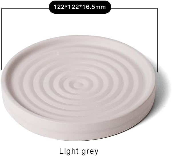 Home Bathroom Kitchen Use Diatomite Round Tray Ceramic Fast Dry Soap Holder (One Unit Light Grey)