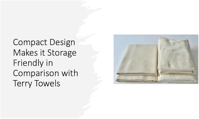 Waffle Bath Towel Pair, 30.5x58 INCHES, Hand Made, 100% Natural Organic Cotton, GOTS Certified (NO Colour, NO SOFTENERS) Super ABSORBANT & Quick Dry, Environment Friendly