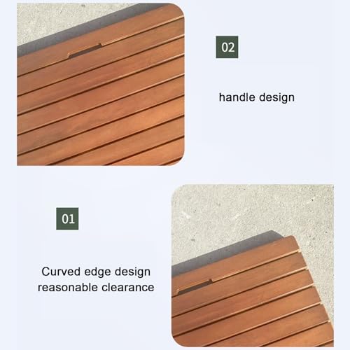 Non-Slip Wood Bath Mat,Bamboo Shower Mat Non Slip Waterproof Wooden Bath Mat for Bathroom Multipurpose Duck Board Customizable Size (70x110cm/28x43in)