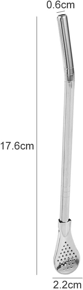 4PCS Reusable Stainless Steel Drinking Straws with Filter Spoon, Tea Drinking Straws Spoon Detachable Coffee Stirring Spoon, 7inch Long