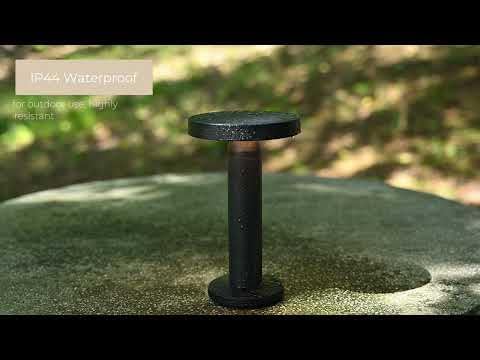 Charge LED Solar Powered Table Lamp, 5200mAh Battery Operated with USB-C Charging Port Fingertip Touch Dimming On/Off 3W 90 Lumens 2700K Warm in Black