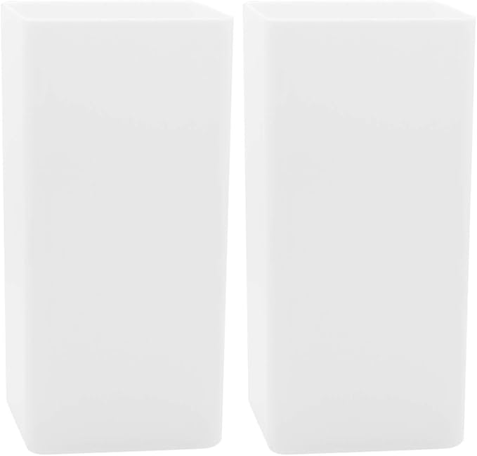 Royal Imports Flower Vase Acrylic Tall Rectangle - Decorative Centerpiece for Home or Wedding - Non Breakable Plastic, 5" X10 - White (Pack of 2)