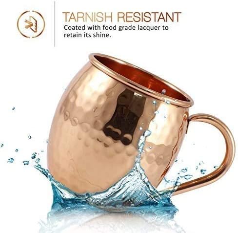 BOLD & DIVINE Moscow Mule Copper Mugs - Set of 2, 100% HANDCRAFTED - Food Safe Pure Copper Solid Mugs - 16 oz Gift Set with Premium Quality Cocktail Straws & Shot Glass!