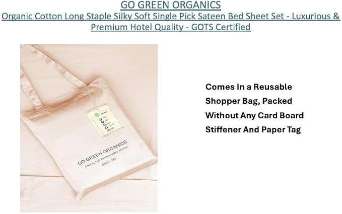 Organic Cotton Long Staple Silky Soft Single Pick Sateen Bed Sheet Set - Luxurious & Premium Hotel Quality - GOTS Certified - Solid Dyed (Pearl Blush, King (U.S. Standard))