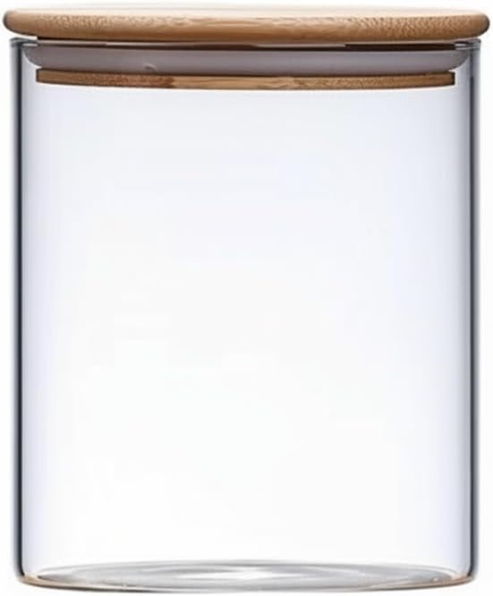 Borosilicate Glass Storage Jars with Bamboo Lids, Clear Kitchen Canisters for Pantry Organization of Dry Goods, Coffee, Tea, and Grains