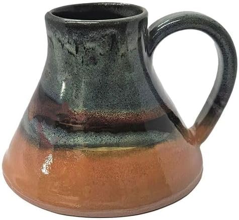ALWAYS AZUL POTTERY Wide Bottom Travel Mug in Black Hills Gold Design - Handmade Ceramic Mug, Microwave Safe, Polished Pottery for Coffee, Tea & Hot Drinks, Unique, Stylish, Durable Ceramic Coffee Cup