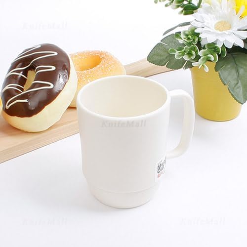 JapanBargain, 3-Pack Japanese Plastic Mug 12oz, Unbreakable BPA-Free Coffee Tea Water Cup, Microwave & Dishwasher Safe, Travel Camping Kids Juice Mug, Made in Japan, White