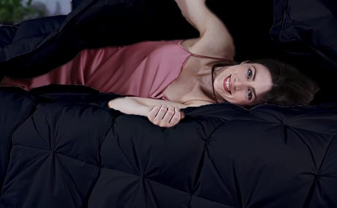 Hypoallergenic 1000-TC Pinch Pleated Down Alternative Comforter Super King Plus 120x120 Inches 1pc Comforter & 2 pcs Pillow Covers, 700 GSM & All Side Corner Tabs 100% Egyptian Cotton