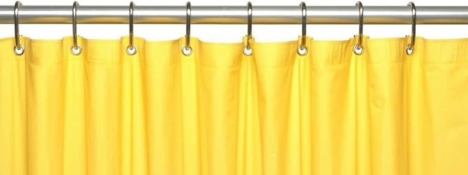 Dependable Industries inc. Essentials Magnetized Shower Curtain Liner with Metal Grommets Yellow