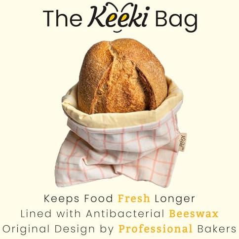 Reusable Beeswax Lined Bread Bag (Pink) & Non-Scratch Mesh Cleaning Cloth – Bread Storage & Kitchen Cleanup Bundle – 2-Piece Set