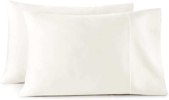 100% Organic Cotton Pillow Cases Queen Size Set of 2-100% Cotton Pillowcases GOTS Certified 500 Thread Count - Naturally Cooling Comfortable Breathable & Soft Pillow Cases (Natural, Queen)
