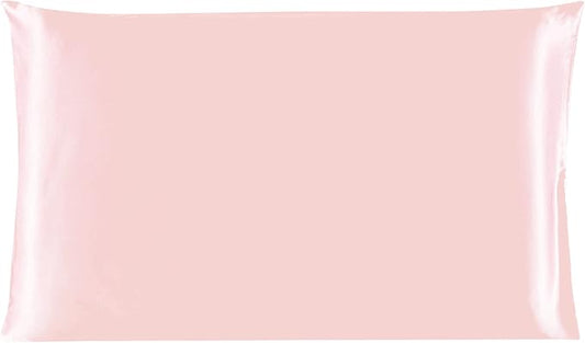 uxcell 1 Pack 100% Charmeuse Pure Silk Pillowcase for Hair and Skin, 350TC 19 Momme Soft Breathable Pillow Case with Hidden Zipper, Pink Standard(20x26inch)
