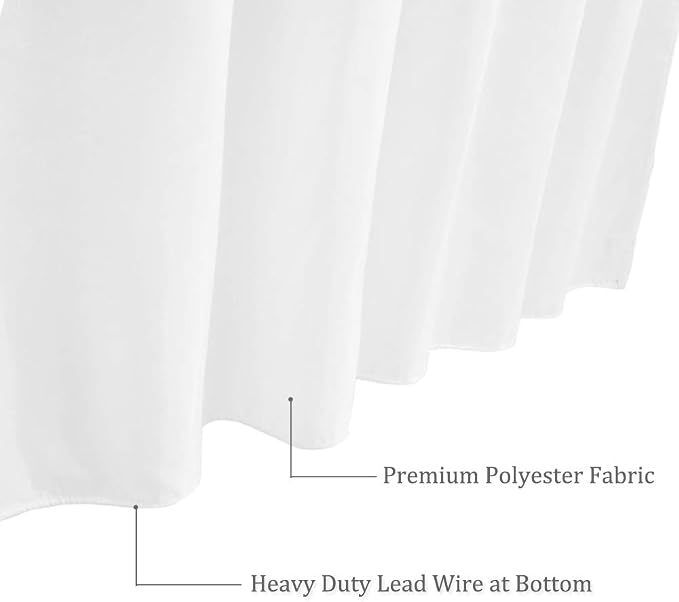 36x72 Shower Curtain Liner, Water Repellent Small White Fabric Cloth Shower Curtain Sets for Spa Hotel, Machine Washable, Odorless, Stall Size