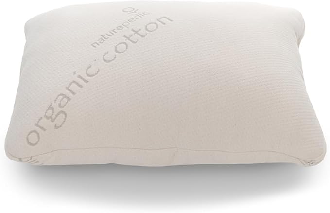 Naturepedic Organic Latex Pillow - Standard Bed Pillow with Medium Comfort - Luxury Pillow with Adjustable Fill for Comfortable Sleeping, Back Support and Neck Pain Relief
