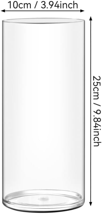 Acrylic Flower Vase Cylinder, 7.86" Tall Clear Plastic Vase for Centerpieces - Shatterproof Wedding, Event & Home Decor Vase, 3.94"X9.84" Tall Round - Clear