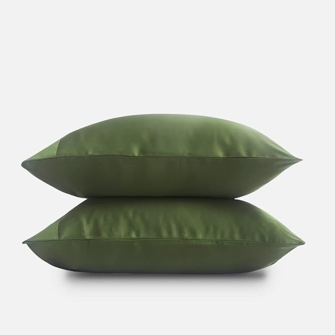 DOZ by SIJO Pillowcase Set, 100% Viscose derived from Organically Grown Bamboo, Buttery Soft, Silky, Breathable, Cooling, Oeko-TEX, High GSM, 2-Pack, Envelope Closure (Queen, Forest)