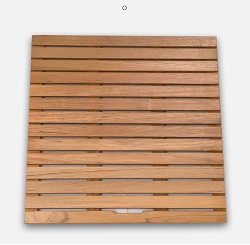 Teak Shower Mat Foldable Luxury Wooden Non-Slip Wood Bath Mat for Bathroom Bathtub Indoor Outdoor,Solid Teak Wood Bath Mat with Non Slip Feet and Handles Bamboo Shower Mat for Bathroom and S