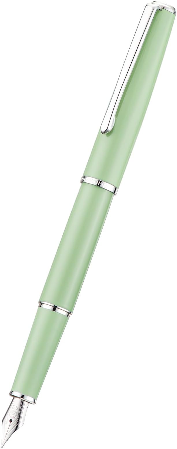 Hongdian 920S Fountain Pen Grass Green Meta Pen, Steel Fine Point Classic Pen with Ink Converter