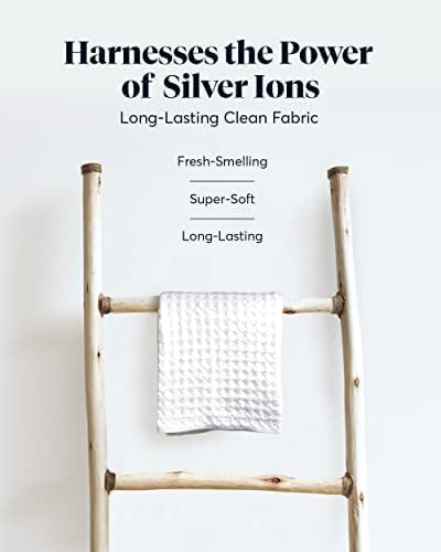 SUTERA - Waffle Hand Towel for Bathroom, Luxury Bath Towels Infused with Silver Ions, Ultra Soft Absorbent Quick Drying Design Shower Towels, Lightweight Californian Pima Cotton Fiber - White