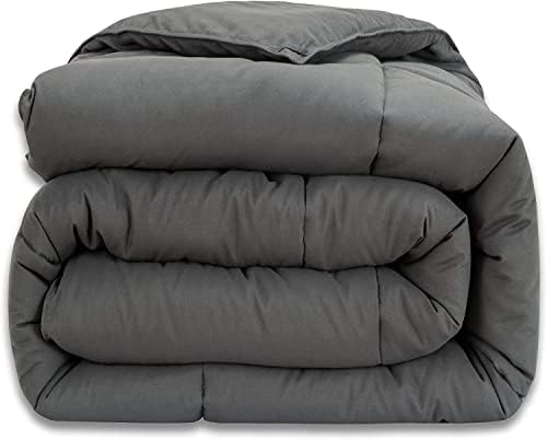 MAPLE DOWN Soft Oversized King Size Comforter Duvet Insert-Down Alternative Comforter Quilted with Corner Tabs-Lightweight Fluffy Breathable Machine Washable (Dark Gray, 110''x98'')