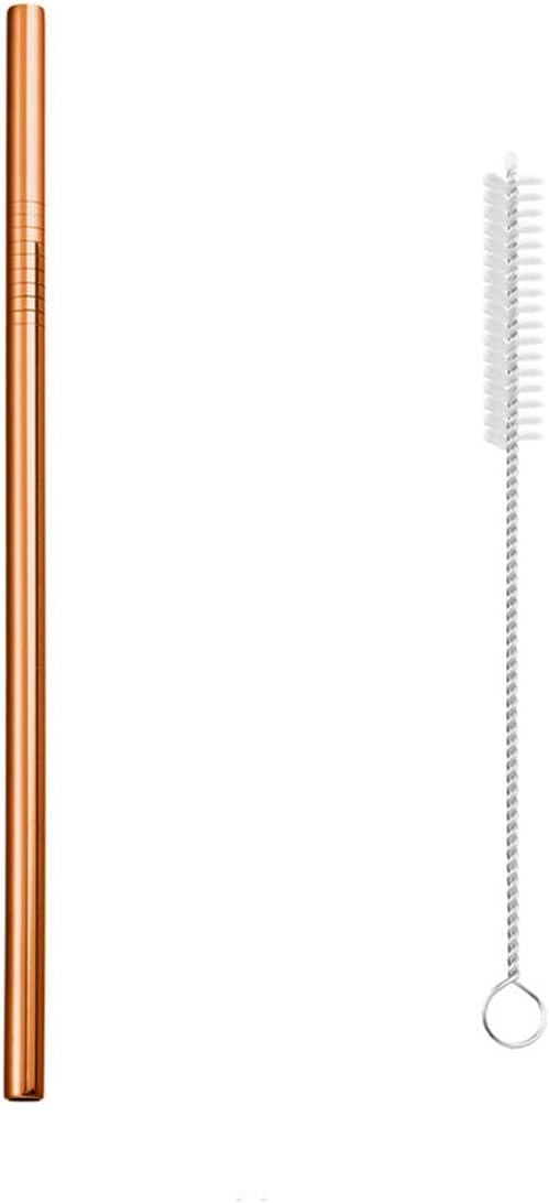 Reusable Metal Straws,10.5" Stainless Steel Straws,Easy to Use(1 PCS,Rose gold)