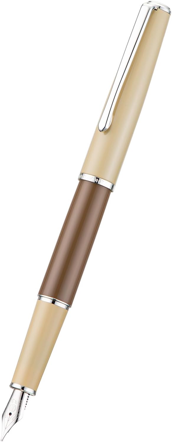 Hongdian 920S Fountain Pen Brown Metal Pen, Iridium Extra Fine Nib Classic Pen with Ink Converter
