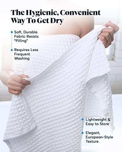 SUTERA - Waffle Hand Towel for Bathroom, Luxury Bath Towels Infused with Silver Ions, Ultra Soft Absorbent Quick Drying Design Shower Towels, Lightweight Californian Pima Cotton Fiber - White