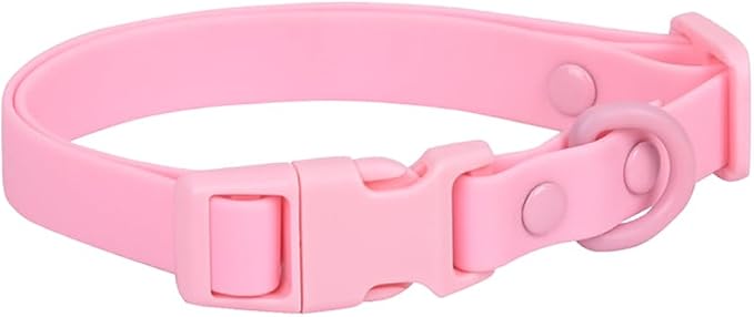 Ovale Waterproof Dog Collar Leash Combo Set, Durable and Easy to Clean, for Medium Dogs.(M, Pink)