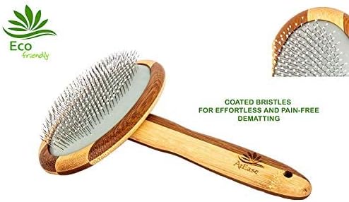 Natural Bamboo Deshedding Slicker Brush - for Matted Short and Long Haired Dogs Cats Gentle Easy Grooming