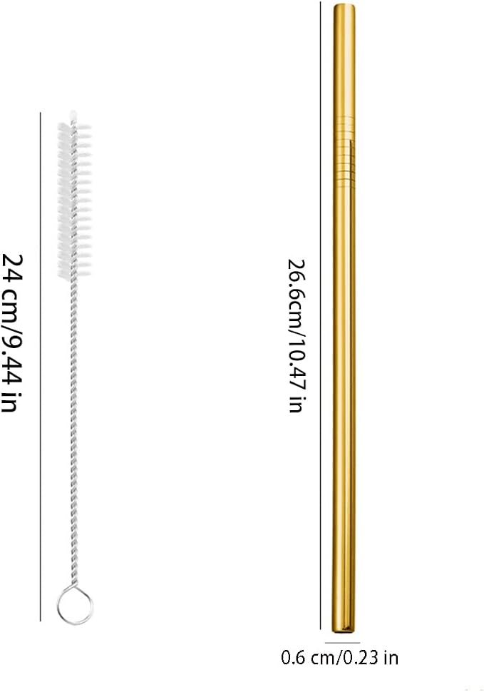 Reusable Metal Straws,10.5" Stainless Steel Straws,Easy to Use(3 PCS,Dazzling colors)