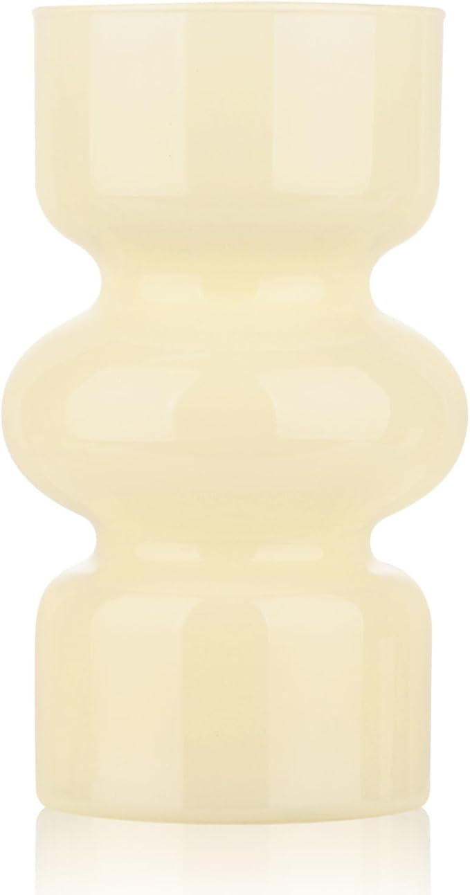 VanEnjoy Milky White Glass Hydroponic Vase, Colored Glass vase Flower, Three-Layer 7 inch Cylinder vase for Home Décor, Modern Glass Vase for Home, Office, Wedding