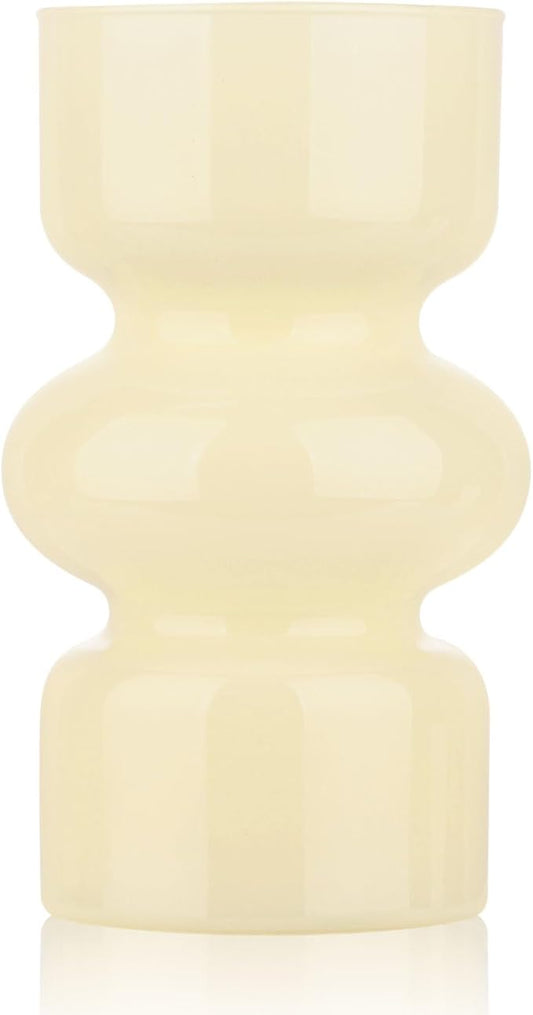 VanEnjoy Milky White Glass Hydroponic Vase, Colored Glass vase Flower, Three-Layer 7 inch Cylinder vase for Home Décor, Modern Glass Vase for Home, Office, Wedding