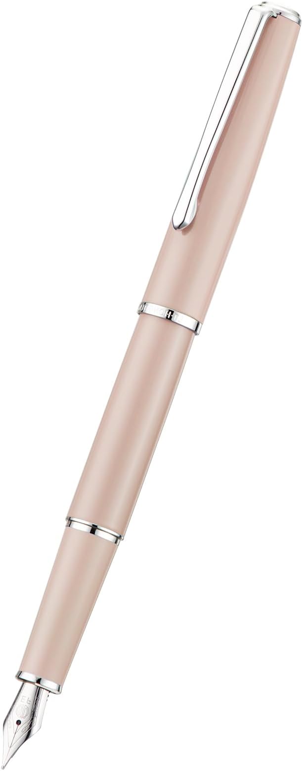 Hongdian 920S Fountain Pen Pink Meta, Steel Fine Point Classic Pen with Ink Converter