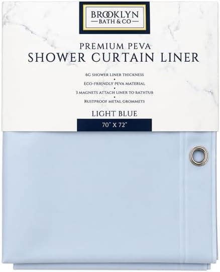 Home Expressions 6 Gauge PEVA Liner Magnetic Shower Curtain Liner 70"x72" (Light Blue)