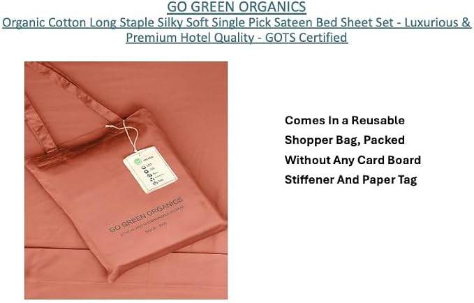 Organic Cotton Long Staple Silky Soft Single Pick Sateen Bed Sheet Set - Luxurious & Premium Hotel Quality - GOTS Certified - Solid Dyed (Cannyon Clay, King (U.S. Standard))