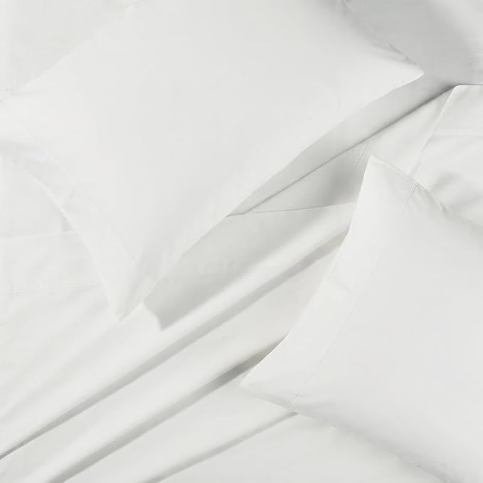 BIOWEAVES 100% Organic Cotton Sheets, 500 Thread Count 4-Piece GOTS Certified Bed Sheet Set Fits Mattress Upto 17" Deep Pocket, Soft & Silky Sateen Weave Full, White
