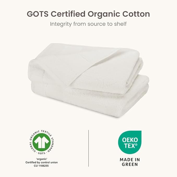 BIOWEAVES 100% Organic Cotton Bath Sheet Set of 2 | Soft Oversized Bath Towels | 700 GSM Premium Bath Towel Sheet Set GOTS Certified - Ivory