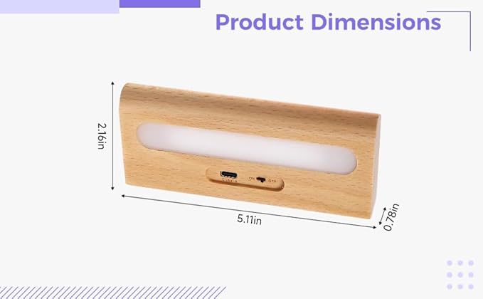 Beech Wood Solar Wall Lamp, Metal-Adhering Sensor Night Light, Warm White Led, USB Charging, No Wiring, 3.5 Oz for Hallway Cabinet Indoor Outdoor