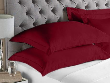 2 Pack Pillow Shams Standard Size 20x26 – 600 Thread Count 100% Organic Cotton Burgundy Pillow Covers with 2 Inch Flange, Soft & Smooth Premium Hotel-Quality Pillowcases Set of 2