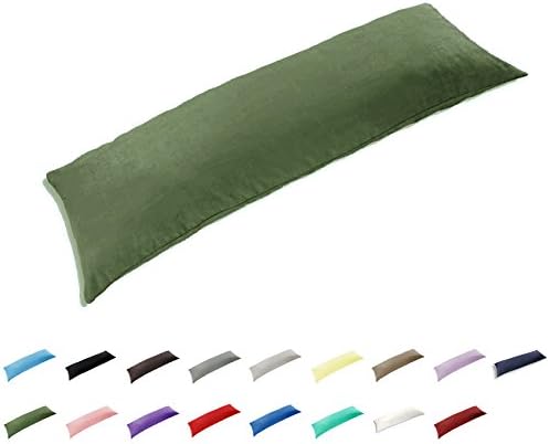 TAOSON 100% Cotton 300 Thread Count Body Pillow Cover Pillowcase Pillow Protector Cushion Cover with Zippers Only Cover No Insert (Sage/Olive Green,21"x54")
