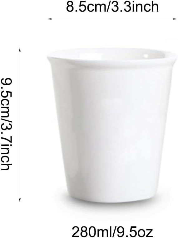 Paper Cup Design Ceramic Mug Eco-Friendly Reusable Cup, Minimalist Home & Office Use. (White & 280 ml)