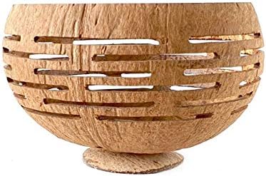 Rainforest Bowls Horizons Coconut Planter w/ Drainage Hole- Perfect for Succulents, Flowers, Small Plants, Indoor & Outdoor Gardens- Handcarved by Artisans, Eco-Friendly & Sustainable