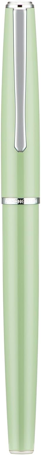 Hongdian 920S Fountain Pen Grass Green Meta Pen, Steel Fine Point Classic Pen with Ink Converter